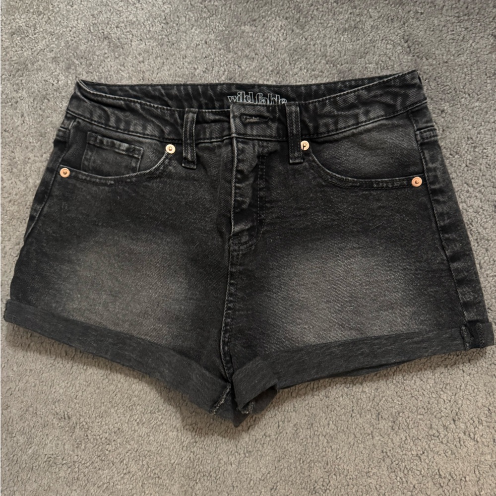 wild fable Black Wash High-Rise Denim Shorts